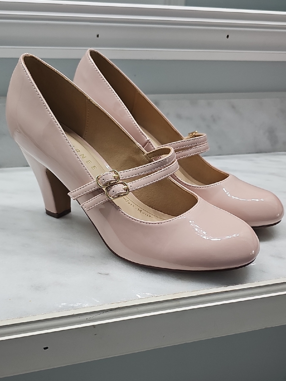 Journee Windy Blush Patent Mary Jane Heels